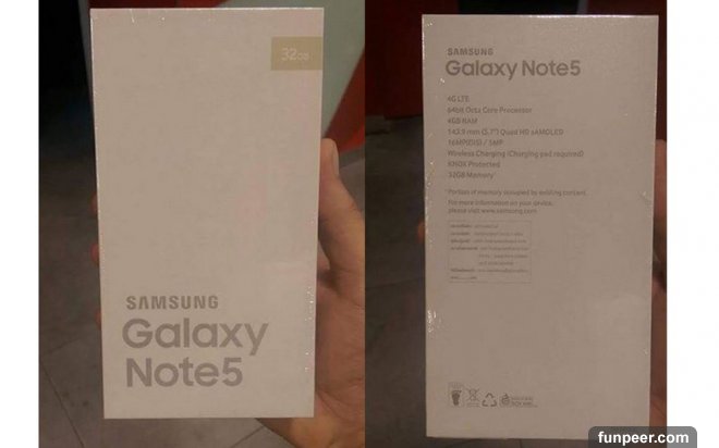 三星 Galaxy Note 5 零售外盒曝光，確定採用 4gb Ram